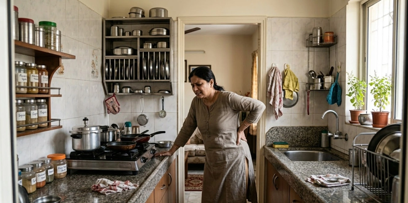 Certified physiotherapist from Delhi Physio At Home providing expert back pain treatment and sciatica relief at a patient's home in Indirapuram, Ghaziabad